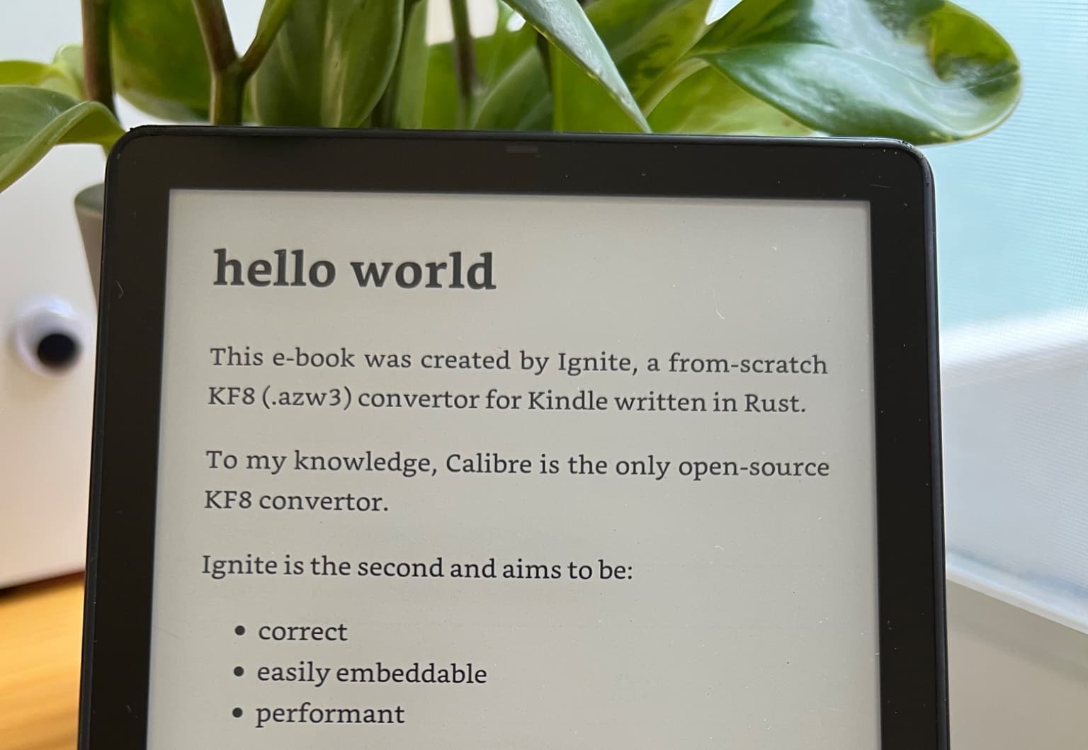 Photo of an Ignite-created ebook on a Kindle Paperwhite